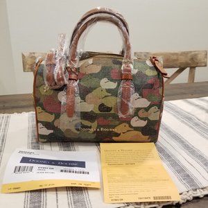 Dooney & Bourke Camouflage Duck Green Olivia Satchel, Coated Canvas/Leather, NWT
